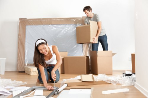 Removal van and packing boxes for a Kingsbury home move