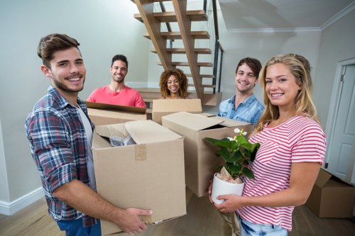 House moving team preparing a local Kingsbury home relocation
