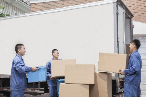 Packed boxes and furniture ready for a Kingsbury house move