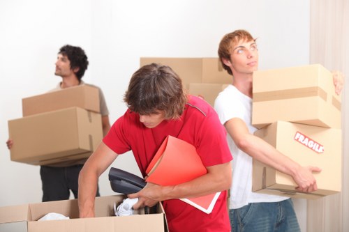 Packed home contents ready for transport during a Kingsbury house move