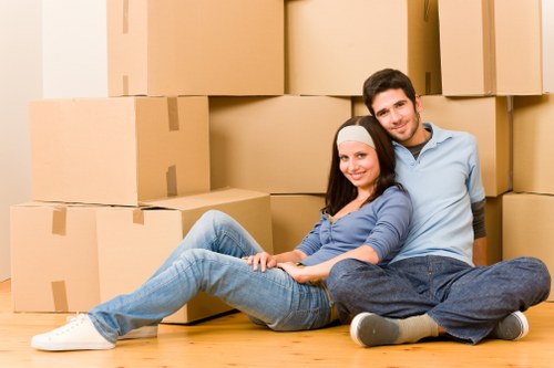Local office movers handling desks and filing cabinets